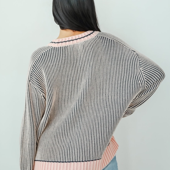 Chic Striped Cardigan in Pink and Black - Picture 7 of 11